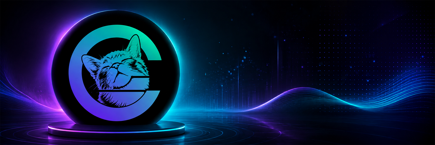 SolCateCoin — cat in Solana C emblem on a neon cyber grid